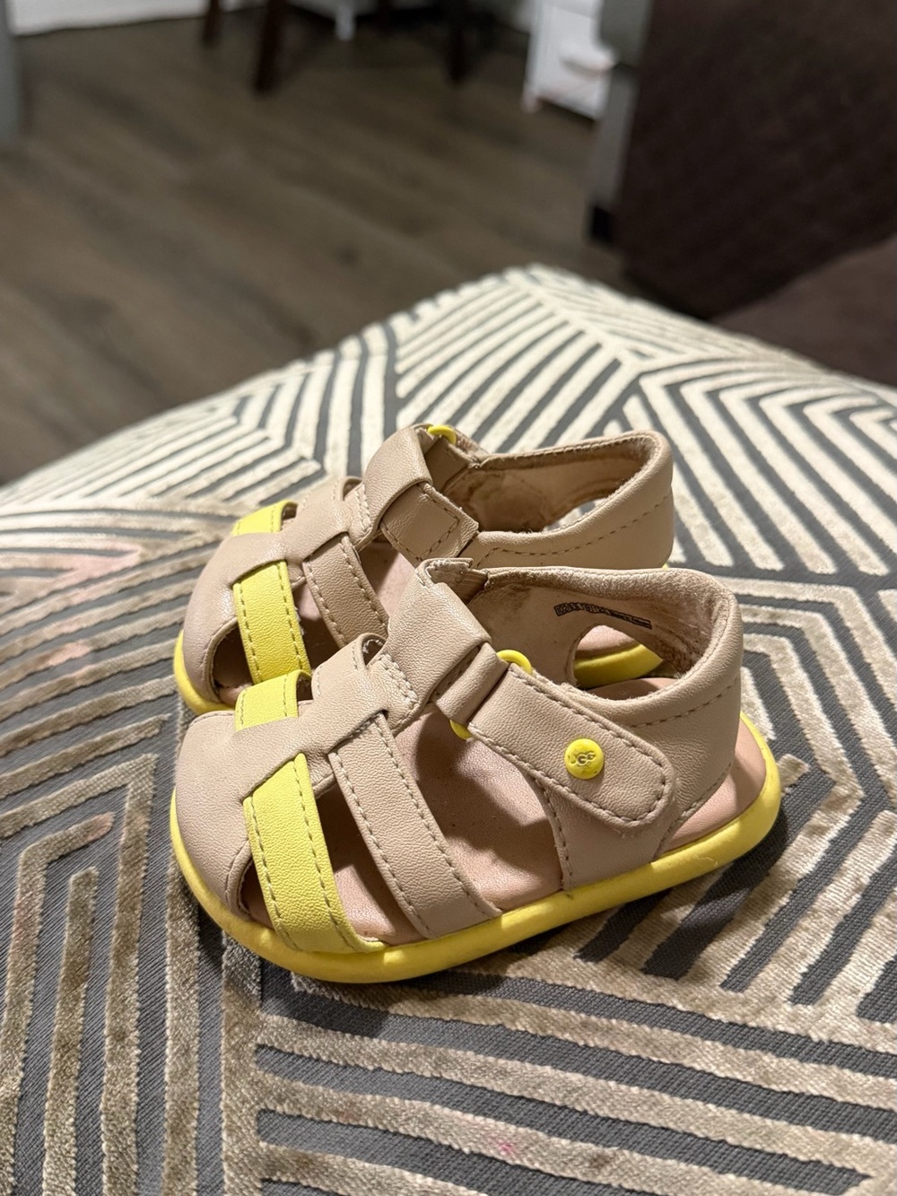 UGG Beige and Yellow Baby Sandals